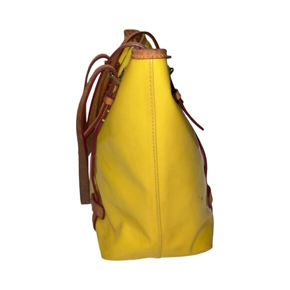 Dooney & Bourke Mustard Yellow Patent Leather Tote Bag - Picture 4 of 10